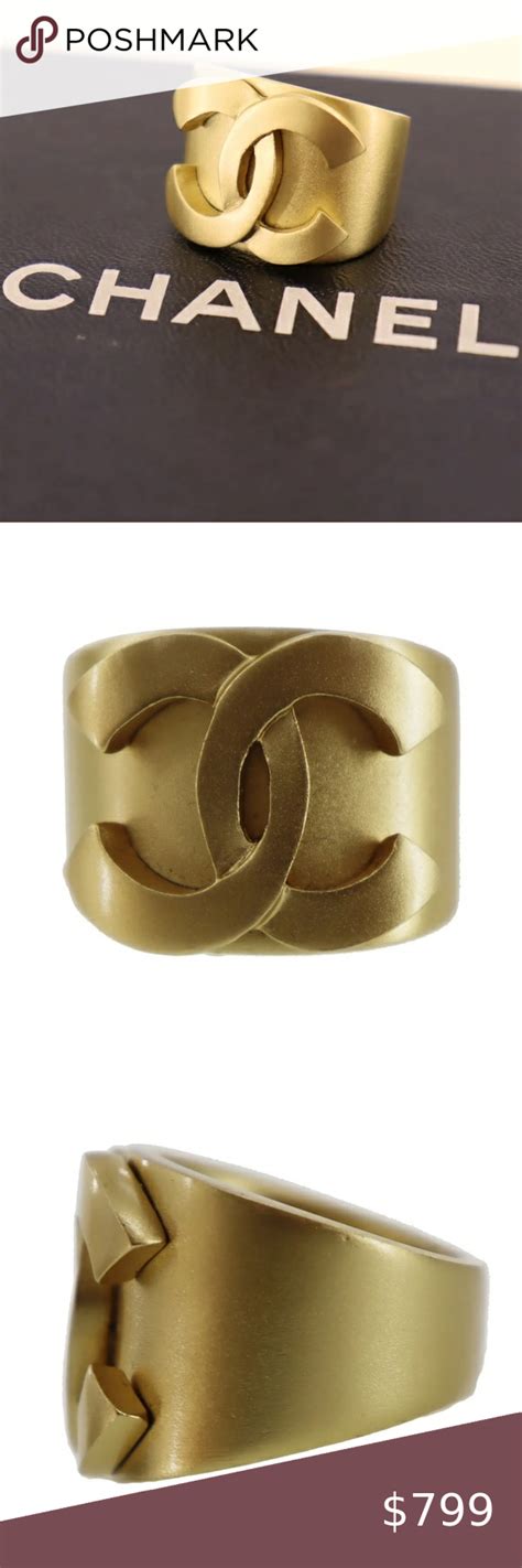 chanel logo gold ring|authentic chanel rings.